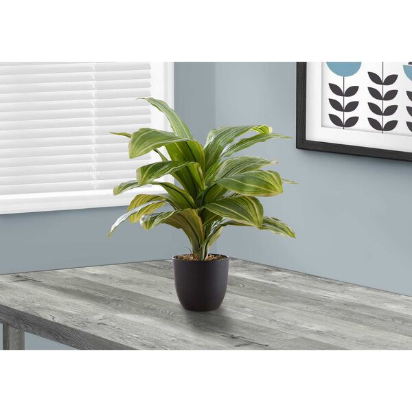 Black Green 17-Inch Dracaena Indoor Faux Fake Table Potted Artificial Plant, image 2